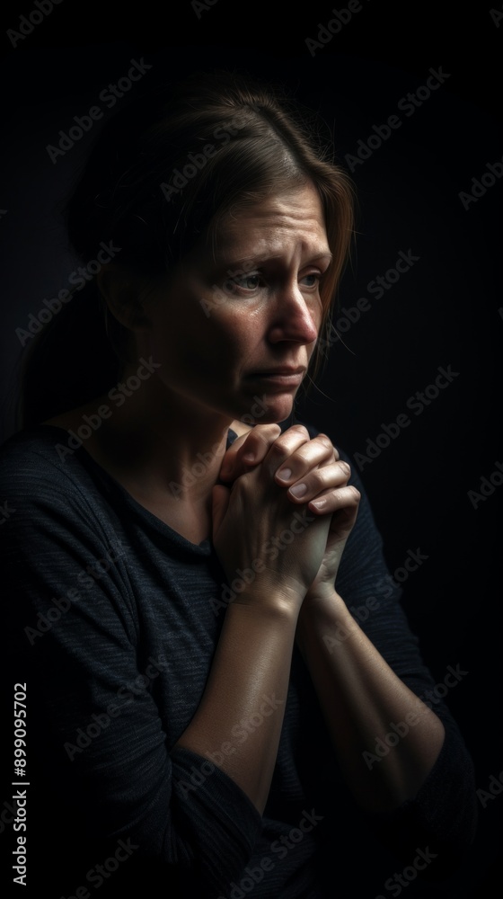 Woman Praying in Darkness Woman Praying in Darkness