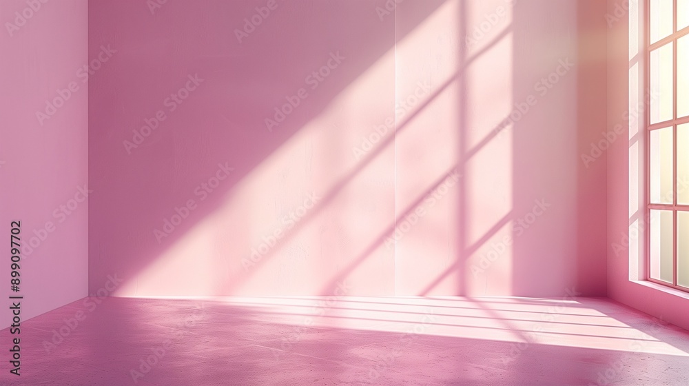 Shadow sunlight from window on pink wall aesthetic minimalism blank interior Shadow sunlight from window on pink wall aesthetic minimalism blank interior