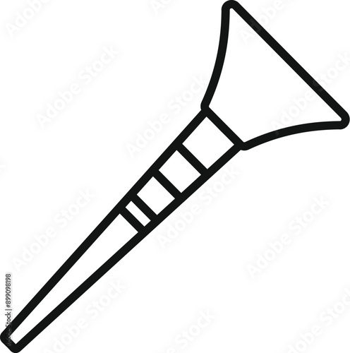 Line art icon of a vuvuzela, a long horn traditionally blown by fans at soccer games in south africa