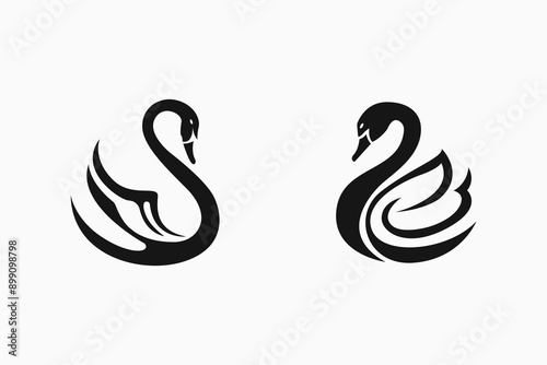 minimalist swan logo, vector illustration