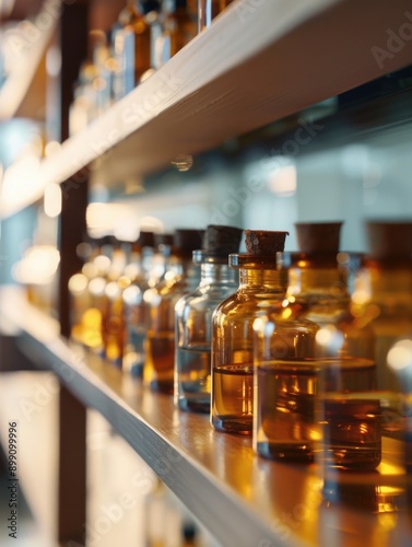 Row of bottles on shelf