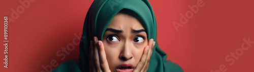 Woman in Hijab Showing Fear