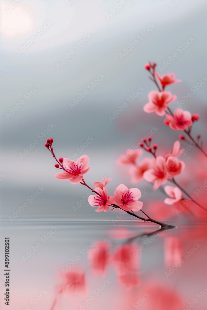 Close-up of Cherry Blossoms Reflecting on Water
Close-up of Cherry Blossoms Reflecting on Water