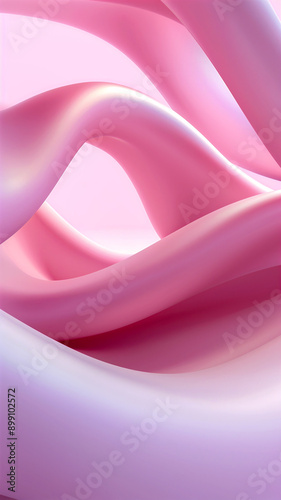 3D Soft Pink and White Flowing Fabric Abstract
