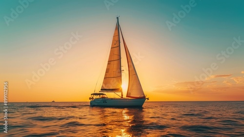 Sailboat at Sunset © nomesart