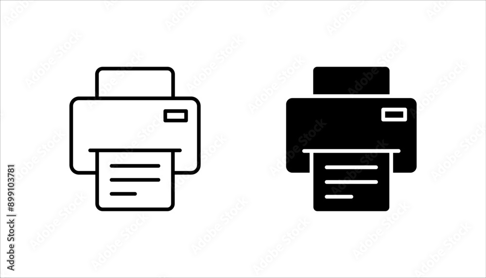 Print icon set illustration, printer sign and symbol, on a white background.