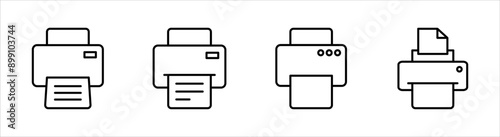 Print icon set illustration, printer sign and symbol, on a white background.