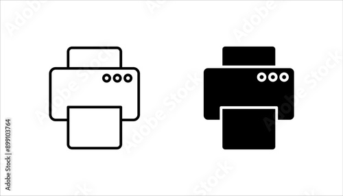 Print icon set illustration, printer sign and symbol, on a white background.