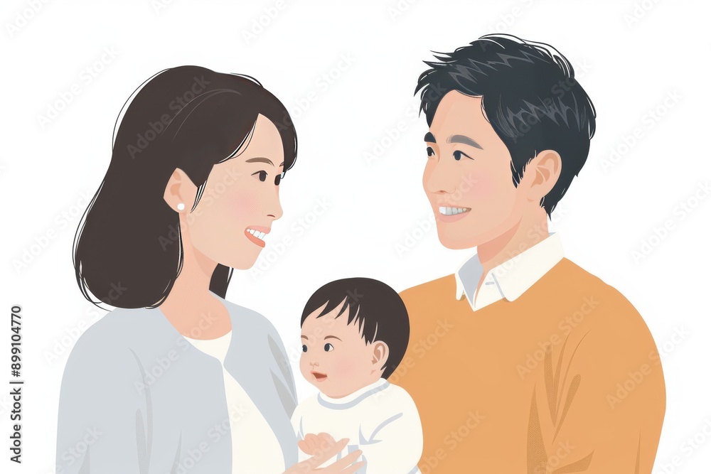 Artistic portrait of a family with parents and a child highlighting love parenthood and family relationships Artistic portrait of a family with parents and a child highlighting love parenthood and family relationships