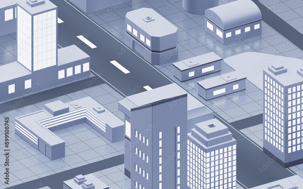 Blue city building with cartoon style, 3d rendering. Blue city building with cartoon style, 3d rendering.
