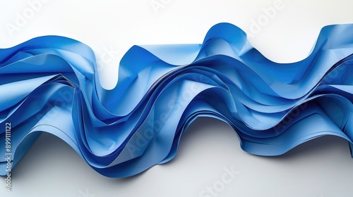 Abstract Blue Wave Pattern with Fluid Textured Paper Design