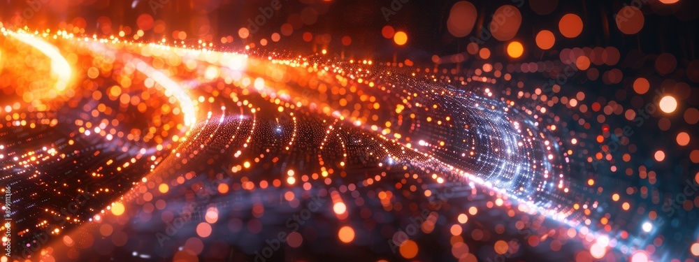 Abstract Glowing Light Trails with Bokeh Effect - Futuristic and Dynamic Digital Background