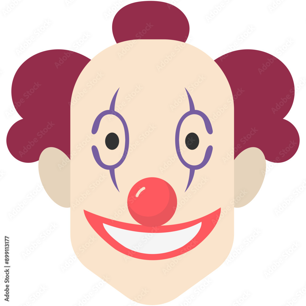 Scary Clown Mask Icon with Flat Cartoon Style. Vector Illustration Design. Scary Clown Mask Icon with Flat Cartoon Style. Vector Illustration Design.
