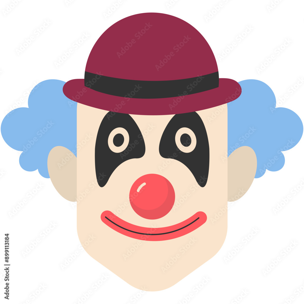 Scary Clown Mask Icon with Flat Cartoon Style. Vector Illustration Design. Scary Clown Mask Icon with Flat Cartoon Style. Vector Illustration Design.