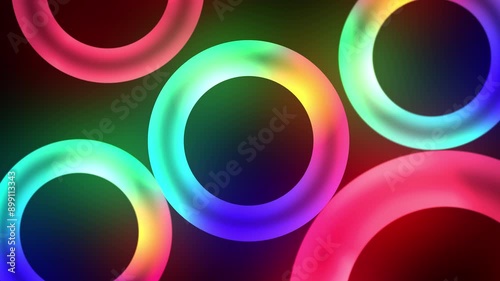 Colorful Glowing Circle Animation on a Transparent Background, 4k Resolution