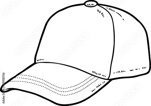 Hand Drawn Vector Cartoon Classic Trucker Cap Line Art