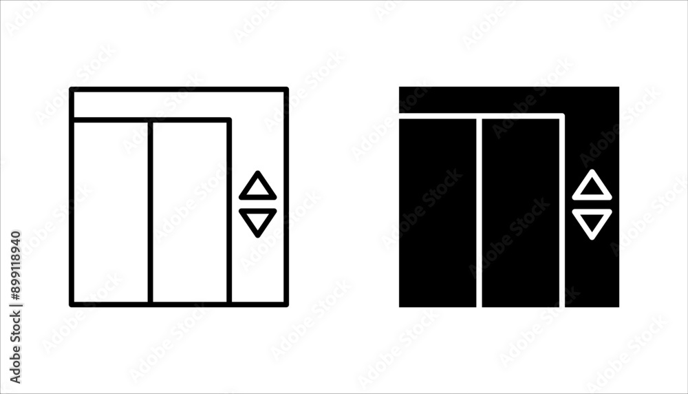 elevator icon set, lift line symbol vector illustration on white background elevator icon set, lift line symbol vector illustration on white background