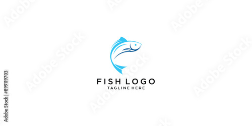 Creative fish logo design premium vector