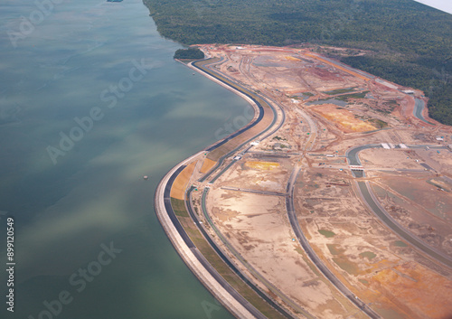 Photography Land reclamation - parts of beaches being transformed into usable land by fillin