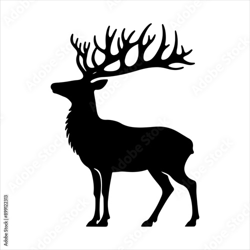 Whitetail deer buck silhouette on white background. Deer buck icon vector sign illustration design.