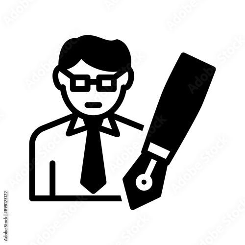 Vector solid black icon for Author