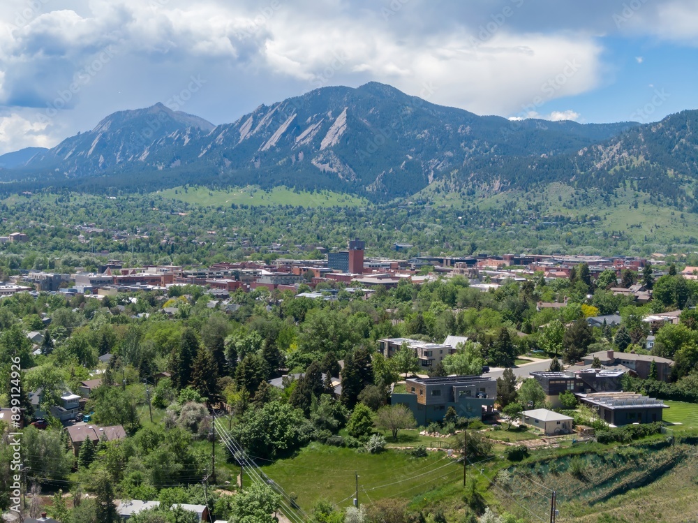 Fototapeta premium Aerial of the town of Boulder, Colorado, United States of America.
