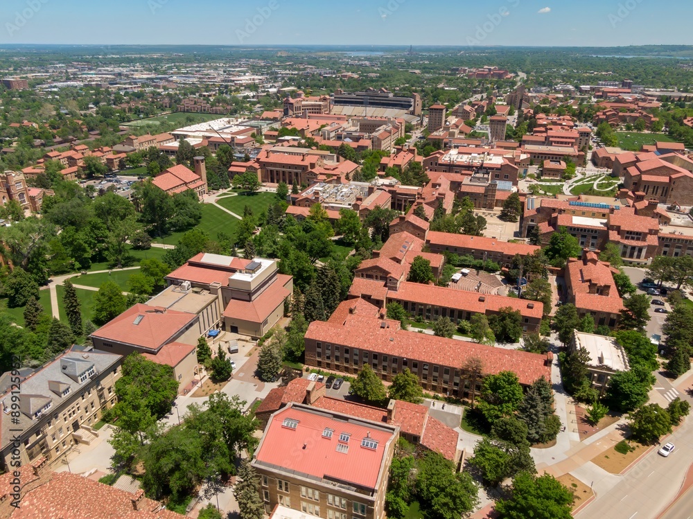 Obraz premium Aerial of Colorado University Boulder, Colorado, United States of America.