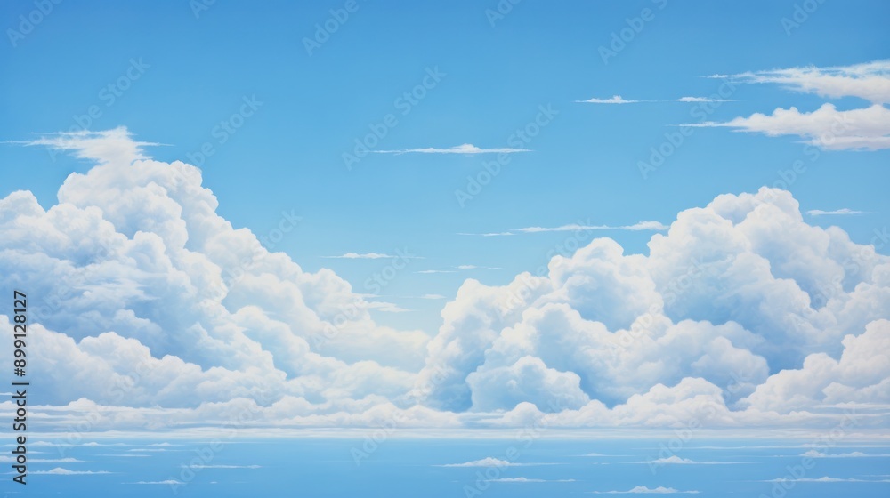 Fototapeta premium Panoramic landscape of a tranquil beach with golden sand and azure waters