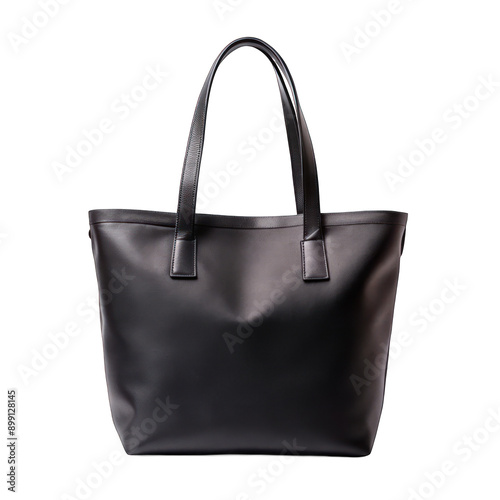 Black tote bag isolated on transparent background