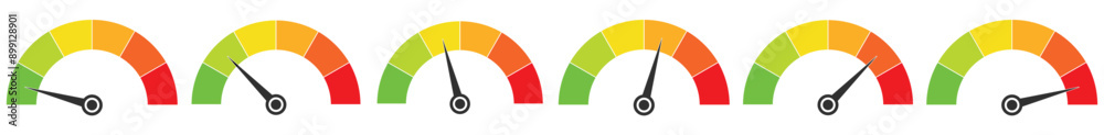 Meter level. Score measure graphic dial with different colors ...