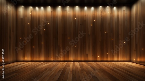 Wallpaper Mural Warm Wooden Room with Subtle Lighting Torontodigital.ca