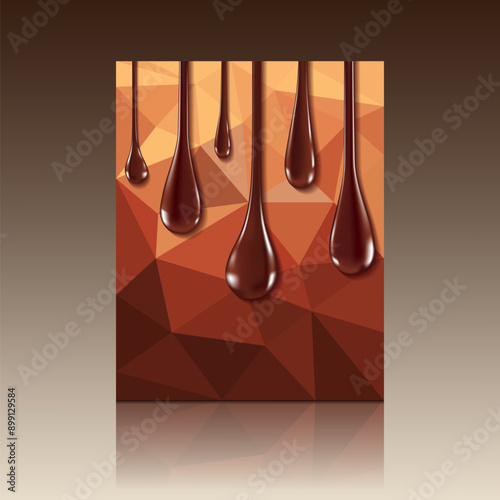 ПечатьVector illustration of delicious chocolate drops  Perfect for dessert design, food packaging, confectionery advertising, and sweet backgrounds.