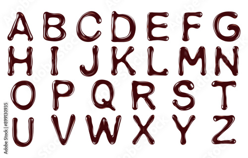 vector alphabet letters, numbers and symbols made of chocolate syrup