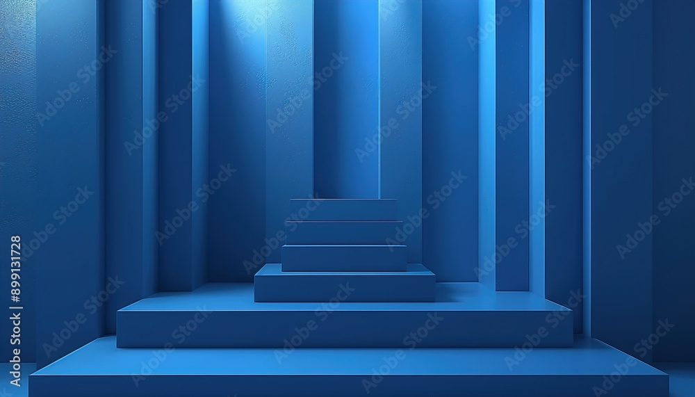 Abstract vertical animation, blue geometric background