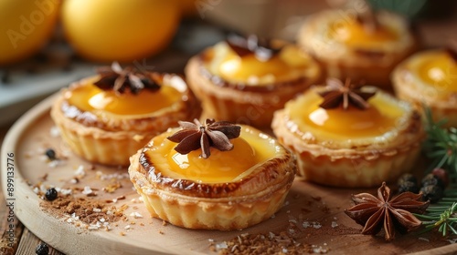 High-definition photography of egg tarts, warm tones, appetite, high-end feeling, artistry --ar 16:9 --stylize 250 Job ID: 759642e7-26ef-43cd-8a27-a5938cfdf488