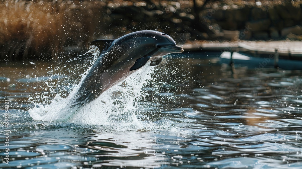 Fototapeta premium dolphin with a jump and a splash