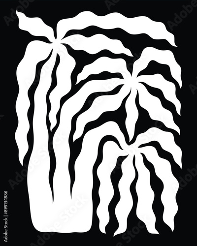 monochrome tropical coconut tree silhouette
