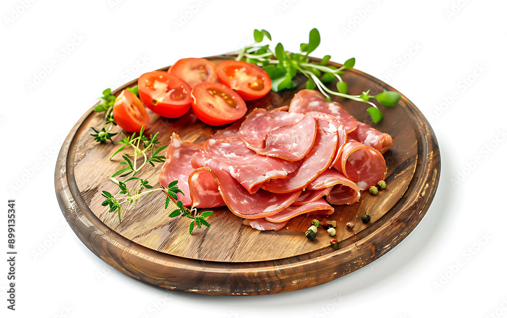 Plate of tasty Ham with on white background. Plate of tasty Ham with on white background.