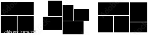 Photo collage template. Vector. Mood board. Set of picture grids. Blank moodboard background. Mosaic frame banner.