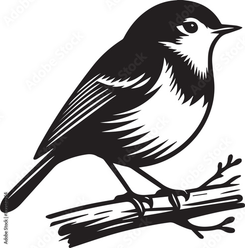 Robin bird silhouettes vector illustration