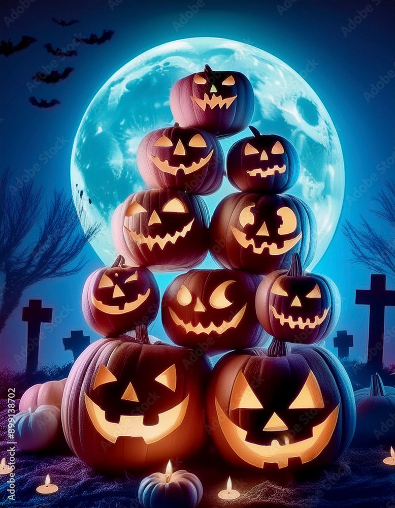Fototapeta premium halloween jack o lantern pumpkins