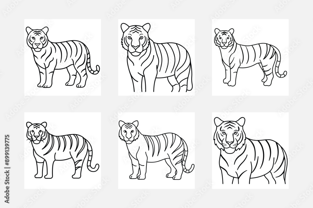 Unique Tiger Line Art Set Illustrations for Artists
Unique Tiger Line Art Set Illustrations for Artists