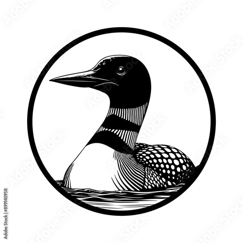 Loon logo tattoo style illustration