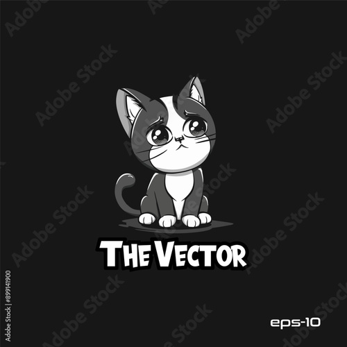 Sad cat logo, vector, mascot, character, cartoon, illustration