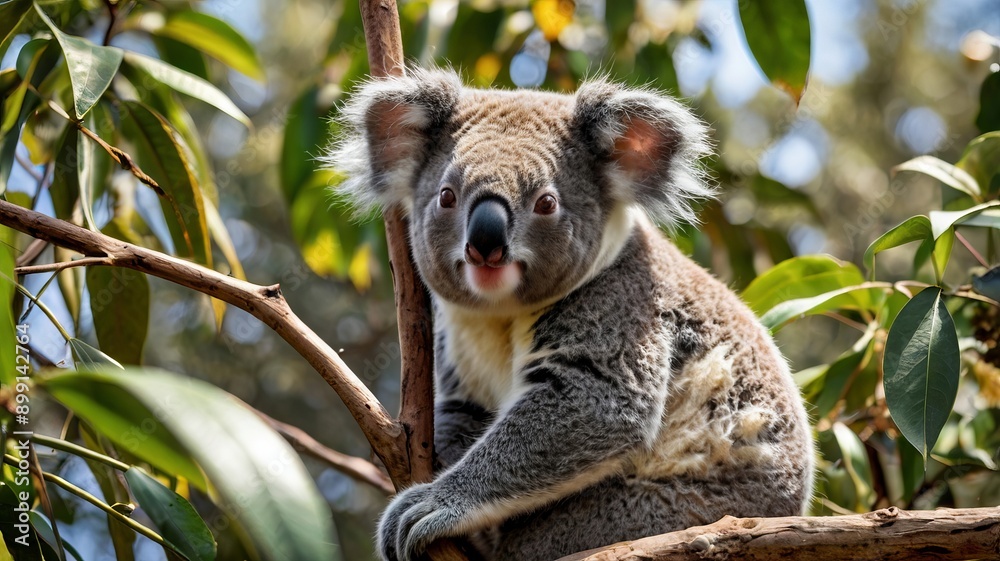 Obraz premium Koala is sitting on a branch.