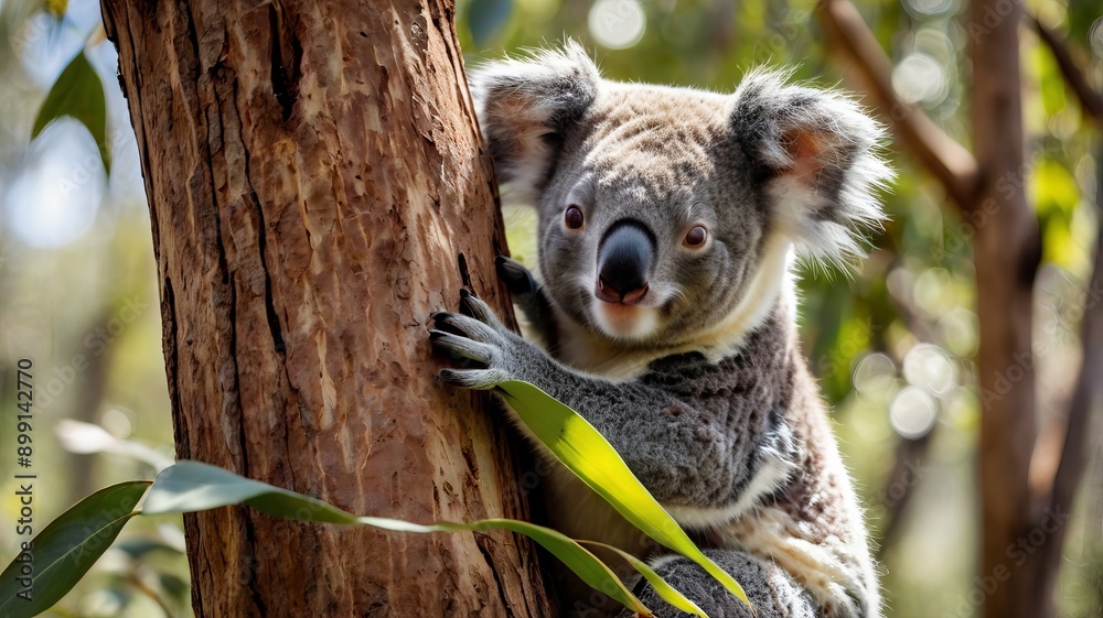 Fototapeta premium Koala is sitting on a branch.