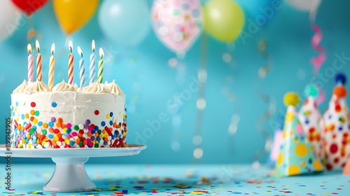 Birthday party background on blue