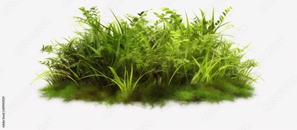 Fototapeta premium Lush Green Grass Patch with Ferns