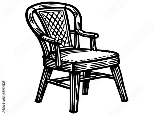 A classic chair design featuring a backrest and a seat.