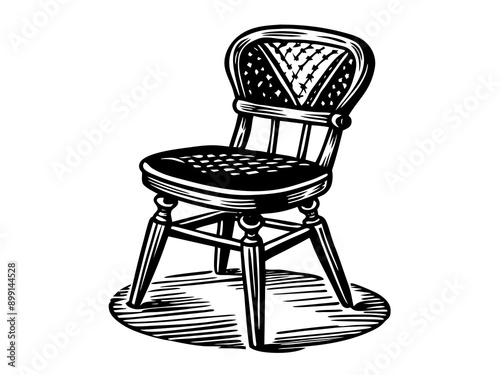 A classic chair design featuring a backrest and a seat.